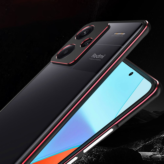 Tok Xiaomi Redmi Note 13 Pro+, Armor Bumper, lencsevédővel, fekete / piros