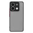 Szilikon tok Xiaomi Redmi Note 13 Pro 5G, kamera védelemmel, átlátszó / fekete + edzett üveg 9H