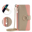 Flip tok Samsung Galaxy A56 5G, Wallet Zipper Pocket, tükörrel, rózsaszín