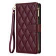 Flap tok Samsung Galaxy A56 5G, Rhombus Crossbody Leather, bordó