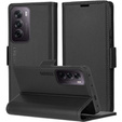 Tok Oppo Reno 12, ERBORD Glossy Litchi, pénztárca patenttal, fekete