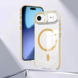 Tok iPhone Air készülékhez, MagSafe, állvánnyal, átlátszó, arany betétekkel
