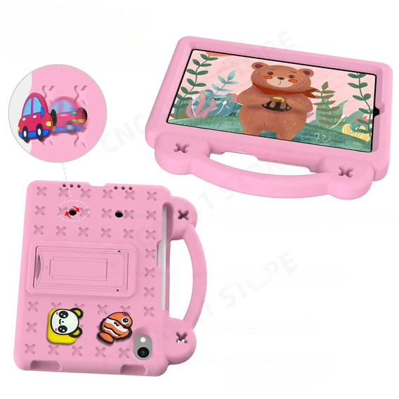 Gyermek tok iPad mini 8.3" 2021 (6 gen.) / iPad mini 8.3" 2024 (7 gen.), Cute Patterns, állvánnyal, rózsaszín