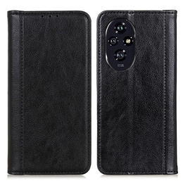 Pattintható tok Honor 200 Pro 5G, Split Leather, fekete