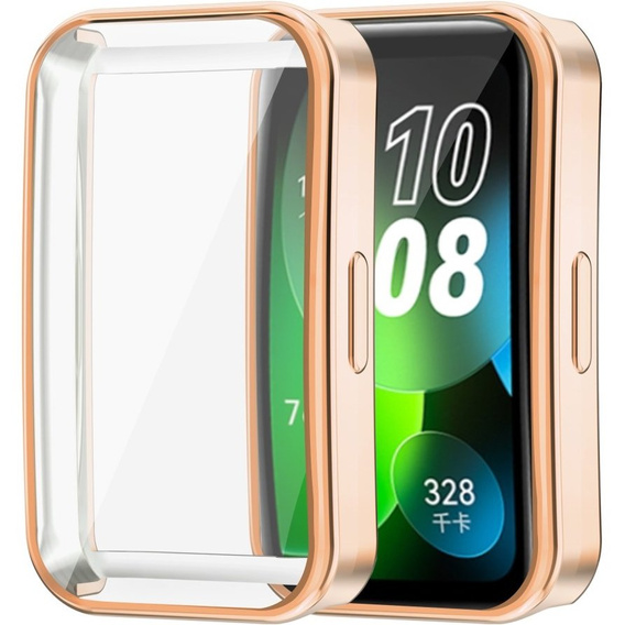 2w1 Etui z Osłoną Silikonową do Huawei Band 8, Różowe Rose Gold