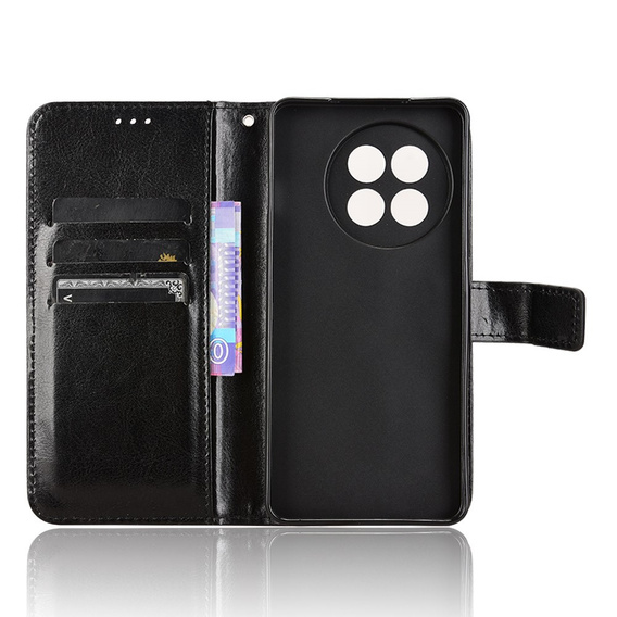 Pattintható tok a OnePlus 13R, Crazy Horse Wallet, fekete