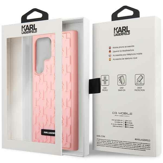 Karl Lagerfeld Telefontok a Samsung Galaxy S23 Ultra, Saffiano Mono Metal, rózsaszín