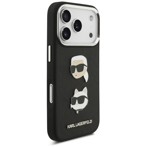 Karl Lagerfeld Grained Karl & Choupette Heads Pins & Logo tok iPhone 17 Pro-hoz