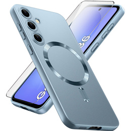 Tok Samsung Galaxy A36, ColorMag, MagSafe-hoz, kék + 9H edzett üveg