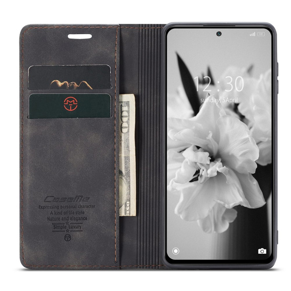 CASEME tok Xiaomi Redmi Note 11 Pro 4G/5G, Leather Wallet Case, fekete