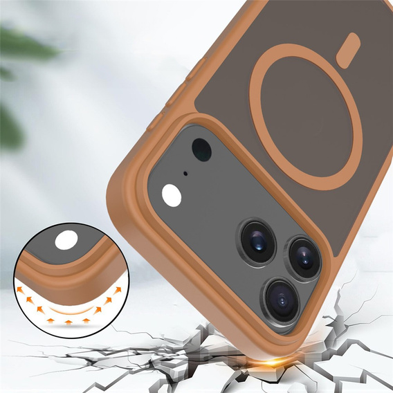 Matt tok iPhone 17 Pro Max készülékhez, MagSafe-hoz, áttetsző barna színű