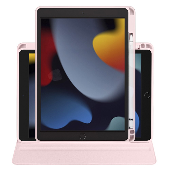Tok iPad 10.2" 2021/2020/2019 (9/8/7 gen.), tolltartóval, 360°-os forgatható, rózsaszín