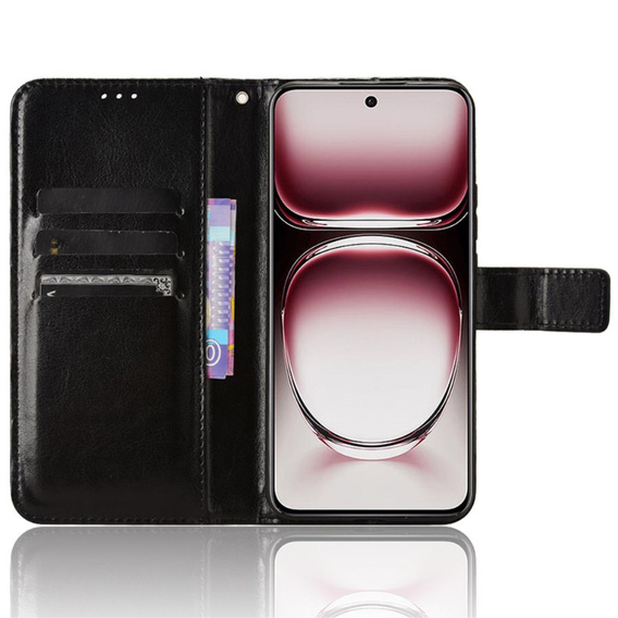 Pattintható tok a Oppo Reno 12, Crazy Horse Wallet, fekete