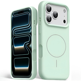 Szilikonhüvely iPhone 17 Pro készülékhez, MagSafe, ütésgátló, zöld
