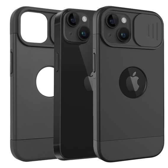 ERBORD MagSafe Cam Slider tok, fekete + képernyővédő üveg iPhone 13 / iPhone 14 készülékekhez