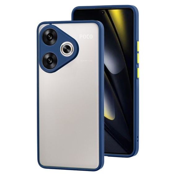 Szilikon tok Xiaomi Poco F6, kamera védelemmel, átlátszó / kék