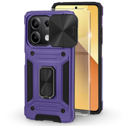Páncélozott tok Xiaomi Redmi Note 13 5G, CamShield Slide, lila + edzett üveg 9H