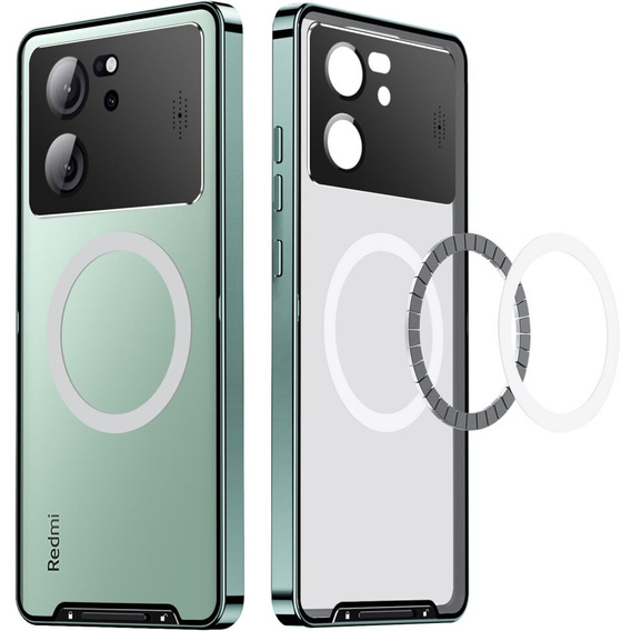 Kameravédő tok Xiaomi 13T / 13T Pro, CamShield MagSafe, átlátszó / zöld