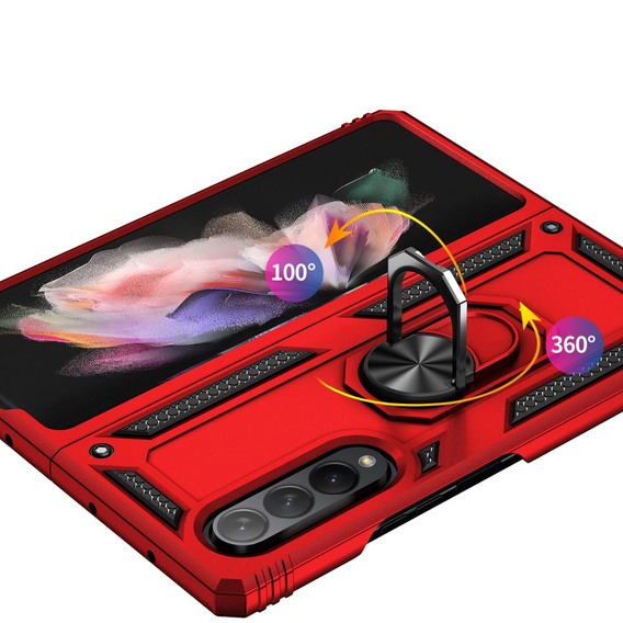 Páncélozott telefontok a Samsung Galaxy Z Fold3 5G, Nox Case Ring, piros