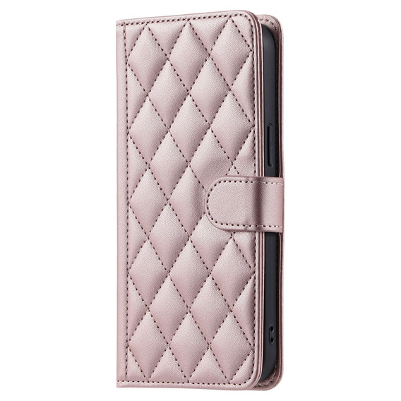 Flap tok Samsung Galaxy S25 FE, Rhombus Crossbody Leather, rózsaszín rose gold
