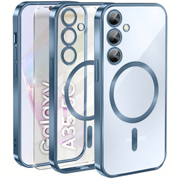 Tok Samsung Galaxy A35 5G-hoz, Electro MagSafe, kék + üveg a képernyőhöz