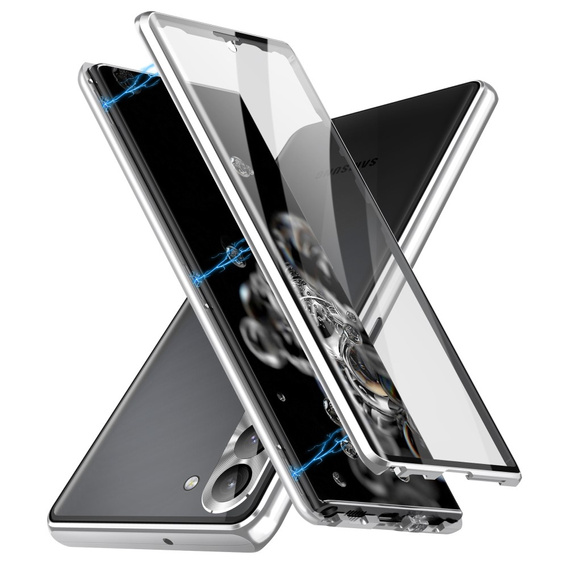 Tok Samsung Galaxy S24, Magnetic Dual Glass, ezüst