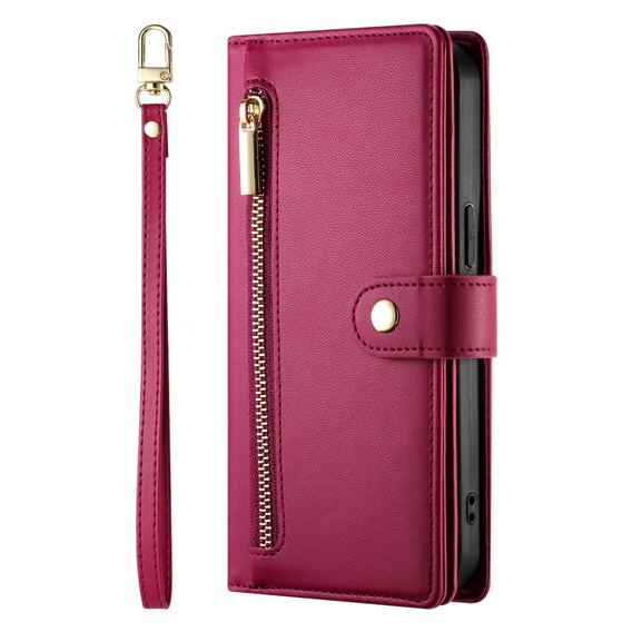 Pattintható tok a Xiaomi Redmi Note 14 Pro 5G / Poco X7 5G, Wallet Zipper Pocket, piros