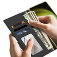 Flip tok Samsung Galaxy S23 Ultra készülékhez, GKK Mirror Wallet, fekete