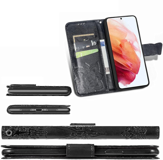 Pattintható tok a Oppo Reno 12 Pro, Butterfly, fekete