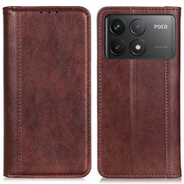 Pattintható tok Xiaomi Poco F6 Pro, Split Leather, barna