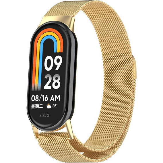 Milánói karkötő szíj tokkal a Xiaomi Smart Band 10 / 9 / 8, zlaté