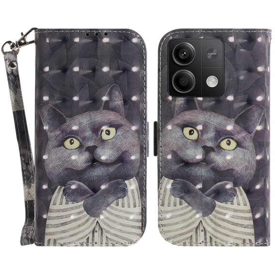 Pattintható tok a Xiaomi Redmi Note 13 5G, Wallet, Cat szürke