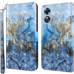 Pattintható tok a Oppo A17, Wallet, Marble kék