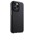 MELKCO flip tok iPhone 15 Pro Max-hoz, bőr, flip, fekete