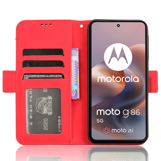 Pattintható tok a Motorola Moto G86 5G, Card Slot, piros