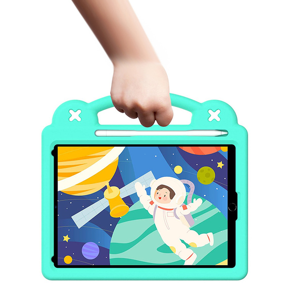 Gyermek tok iPad 10.2" 2021/2020/2019 (9/8/7 gen.) / Air 10.5" 2019 (3 gen.), Cute Patterns, állvánnyal, zöld
