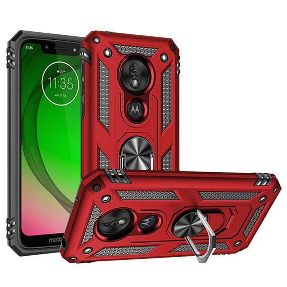 Páncélozott telefontok a Motorola Moto G7 Power, Nox Case Ring, piros