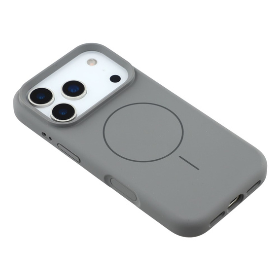 Szilikon tok iPhone 17 Pro Max készülékhez, MagSafe, ütésgátló, szürke