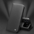 QIALINO bőr pénztárca flip tok iPhone 17 Pro Max készülékhez - fekete