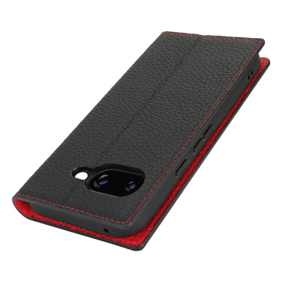 Pattintható tok a Google Pixel 9A, Litchi Skin Grain, fekete