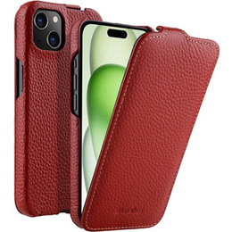 MELKCO flip tok iPhone 15-hoz, bőr, flip, piros