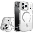 Tok iPhone 17 Pro Max készülékhez, MagSafe, állvánnyal, átlátszó, szürke betétekkel
