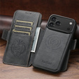 2 az 1-ben flip tok iPhone 17 Pro-hoz, SUTENI, MagSafe, fekete