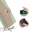 Flip tok Samsung Galaxy A56 5G, Wallet Zipper Pocket, tükörrel, zöld