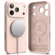 Ringke tok iPhone 17 Pro Max készülékhez, Szilikon mágneses MagSafe, rózsaszín homok