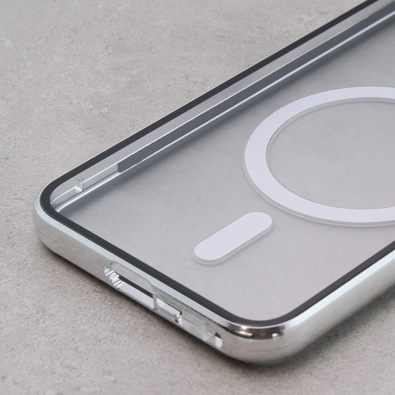 Magnetic Dual Glass MagSafe tok Samsung Galaxy S23, ezüst