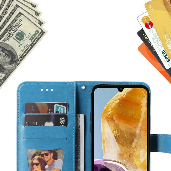 Pattintható tok a Samsung Galaxy M15 5G, Mandala, kék