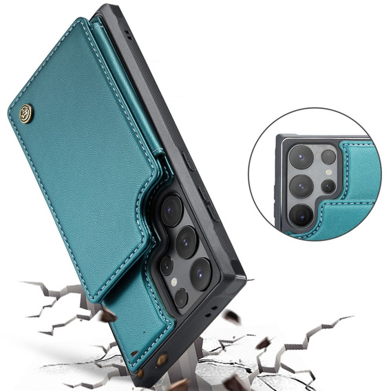 CASEME flip tok Samsung Galaxy S25 Ultra, Litchi Wallet, zöld