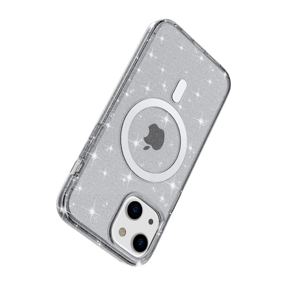 Tok iPhone 14 Plus, Glittery, MagSafe-hoz, fekete