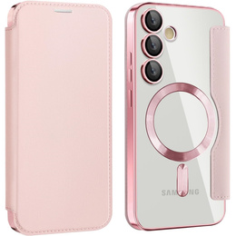 Pattintható tok a Samsung Galaxy S25 FE, RFID Wallet MagSafe CamShield, rózsaszín